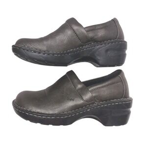 BOC By‎ Born Women's Leather Comfort Clogs Nursing Career Metallic Grey Sz8
